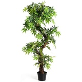 Costway Kunstbaum Zimmerpflanze Deko Baum, COSTWAY, Höhe 160 cm, Dekopflanze künstlich 160x19x19cm grün 160 cm