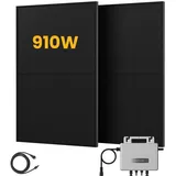 EcoFlow Balkonkraftwerk Set, 890/1000Wp Bifaziale Solarmodule, 800W Wechselrichter, Powerness - 2 x 500Wp Bifaziale Full Black(Als Solaranlage anzumelden) / mit Stream AC pro 1920Wh / Versand