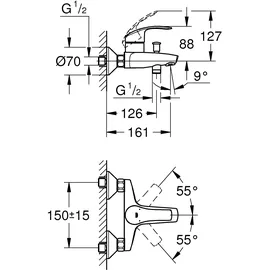 Grohe Eurosmart Einhandwannenmischer chrom 33300002