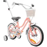 Mädchen fahrrad 14 Zoll Glocke Zusatzräder Schubstange Heart Bike Aprikose - Orange