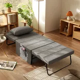 Klappbett Stahl Grau 188x75x38 Cm, 4-in-1 Gästebett Mit 5-fach Verstellbarer Rückenlehne