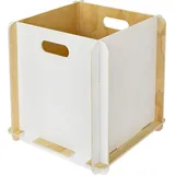 HMF Aufbewahrungsbox aus Holz zum Zusammenstecken passend für Kallax, 32 x 32 x 32 cm, Weiß