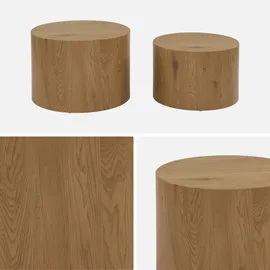 sweeek - 2er-Set runde Couchtische mit Eichenholz-Look