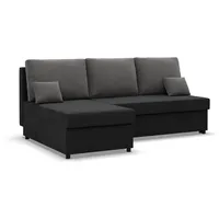 Mebligo Kemi - Ecksofa mit Schlaffunktion, Bettkastem, Komfort und Still, Schaum, schwarz + grau (Mikrofaza 15)