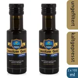 2 x Leinöl - Lausitzer Gold (kaltgepresst ungefiltert Premium Leinöl), 2 x 105ml