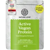 Nature Love NATURE LOVE® Active Vegan Protein Pulver Vanille - 600 g - veganes Proteinpulver mit Vitamin- und Mineralstoff-Komplex - Eiweiß Protein Pulver ohne Zuckerzusatz - vegan und laborgeprüft