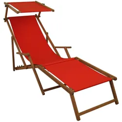 Erst-Holz Sonnenliege rot Liegestuhl Fußteil Sonnendach Gartenliege Holz Deckchair Gartenmöbel 10-308FS