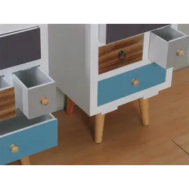 VCM ebuy24 Nachttisch 2 stk. in weiss mit mehrfarbigen Schubladen.