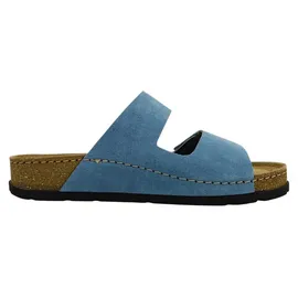 ROHDE Pantolette Leder Kork Klettverschluss Glitzer Soave 5414, Größe:41 EU, Farbe:Blau - 41