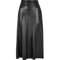 URBAN CLASSICS Damen Ladies Synthetic Leather Midi Skirt in schwarz Größe 4XL