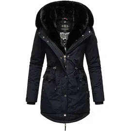 Navahoo Damen Wintermantel Winterparka Gefüttert mit 2 Kunstpelz-Kapuzen Sweety Deluxe