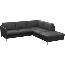 FLEXLUX Ecksofa »Fiore, L-Form, super bequem durch Kaltschaum im Sitz«, schmale Armlehnen, Füße Alu/Eiche, B/T 234/225 cm schwarz