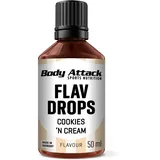 Body Attack Flav Drops®, - Cookies n Cream, Aromatropfen für Lebensmittel, zuckerfreie Flavour Drops ohne Kalorien, vegan - Qualität Made in Germany