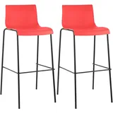 CLP 2er Set Barhocker 4-Fuß Gestell  rot/schwarz