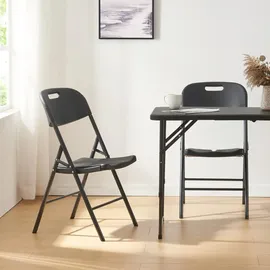 [en.casa] Gartenstühle, Ljusnarsberg 4er Set Kunststoff Schwarz