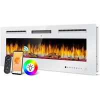 Kesser KESSER® Elektrokamin Wandkamin Elektrischer Kamin mit Heizung 9 Farbmodi LED flammeneffekt, 900/1800 W Kaminofen Wand und einbaukamin Wandmontage Heizung App-Funktion Fernbedienung Touchscreen