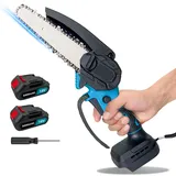Mini Kettensäge Mit Akku 6000mAh, 6 Zoll Mini Kettensäge Elektro für Makita, Handkettensäg Elektrisch für Holzschneiden Baumbeschneiden Gartenscheren (2 * 3000mAh Akku)
