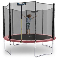 Kinetic Sports Trampolin Outdoor SALTO Ø 305 cm TÜV Rheinland geprüft, Kindertrampolin Set mit Netz, Randpolster, USA Sprungtuch - Gartentrampolin bis 160 kg, Pink