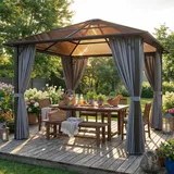 TRIUMPHKEY Pavillon 3x3 Wasserdicht Stabil Winterfest,Aluminium Gartenpavillon,Pavillon mit Festem Dach Protection UV,Geeignet für Außenszenen,Grau