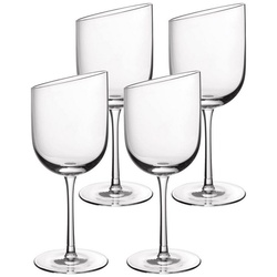 Villeroy & Boch Rotweinglas NewMoon Rotweingläser 405 ml 4er Set, Glas weiß