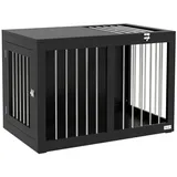 PawHut Hundekäfig für Zuhause, Hundehütte, Haustierkäfig für mittelgroße Hunde, Hundebox mit Türen, Hundehaus, Transportkäfig, Schwarz, 80 x 50 x 56,5 cm - schwarz