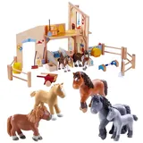 Haba Minipuppe Little Friends Spielsets, Pferde Freunde Pony Spielzeug Kinder Biegefiguren Spielspass Abenteuer bunt