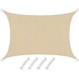 AMANKA Sonnensegel 3x2 HDPE Rechteckig Sonnenschutz Überdachung Garten Balkon Beige