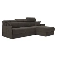 Miryam Ecksofa Mit Matratze Mit Verstellbaren Kopfstützen Aus Weichem, Fleckenabweisendem Stoff T31 232 Cm Rechts Schwarz
