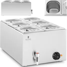 Royal Catering Bain Marie 600 W 6 GN 1/6, Ablasshahn