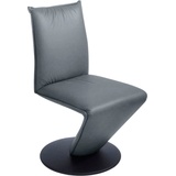 K+W Komfort & Wohnen Drehstuhl »Drive«, Leder CLOUD, Stuhl mit federnder Sitzschale, Drehteller in Metall schwarz Struktur, blau