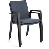 BIZZOTTO Gartenstuhl Odeon aus Aluminium, Anthrazit/Denim