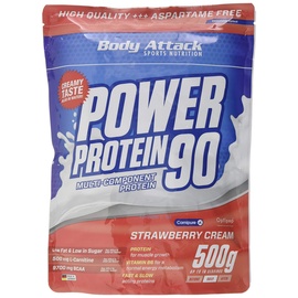 Body Attack Power Protein 90 Strawberry Cream Pulver 500 g