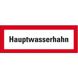 Aufkleber I Feuerwehrzeichen Hauptwasserhahn, Folie, 210x74mm, DIN 4066