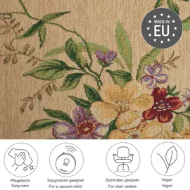 THEKO Flachwebteppich, Beige, Textil, Floral, Rechteckig, 60x90 cm, für Fußbodenheizung geeignet, Teppiche & Böden, Teppiche, Flachgewebe-Teppiche