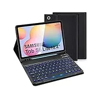 LAMA Schutzhülle mit Hintergrundbeleuchtung für Galaxy Tab S6 Lite 2020 10,4 Zoll (SM-P610/P615), dünne Tablet-Schutzhülle mit integriertem S-Stifthalter und kabelloser Tastatur für Samsung Tab S6