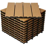 ECD Germany WPC Terrassenfliesen 30x30 cm 33er Spar Set Teak in Holzoptik