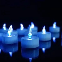 Led-teelichter Im Großpack, 24 Batteriebetriebene Teelichter, Langlebige Blaue Teelichter Mit Weißem Sockel, Batterien Enthalten