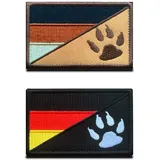 2 Stück Taktische Deutschland Flagge mit Hunde-Tracker, Hundepfote, Armee Hunde, Polizei Hunde, Patriot Hunde, Hund Verschluss Service Hund Patch für Hundegeschirr Weste