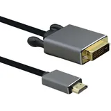 helos Anschlusskabel, HDMI Stecker/DVI Stecker, PREMIUM 4K, 2,0m, schwarz
