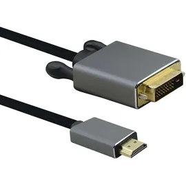 helos Anschlusskabel, HDMI Stecker/DVI Stecker, PREMIUM 4K, 2,0m, schwarz