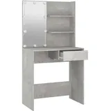 vidaXL Schminktisch mit LED Betongrau 74,5x40x141 cm