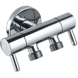 Aloni Doppel Eckventil Absperrventil Silber 1/2" x 3/8" x 3/8"