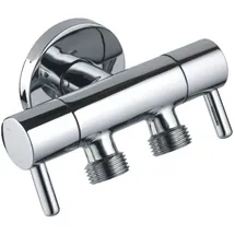 Aloni Doppel Eckventil Absperrventil Silber 1/2" x 3/8" x 3/8"