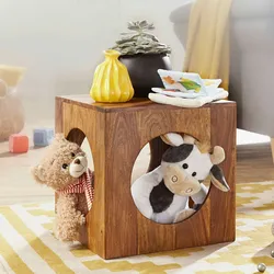 Kadima Design Quadratischer Beistelltisch aus Sheesham-Holz mit Cube-Design, vielseitige Platzierung, Stauraummöglichkeiten, handgefertigt
