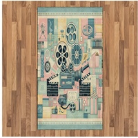 Teppich Flachgewebe Deko-Teppiche für das Wohn-,Schlaf-, und Essenszimmer, Abakuhaus, rechteckig, Kinoliebhaber Film-Thema Modern grün 80 cm x 150 cm
