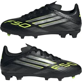 adidas F50 League FG/MG Kinder Core Black/Iron Metallic/Lucid Lemon 28