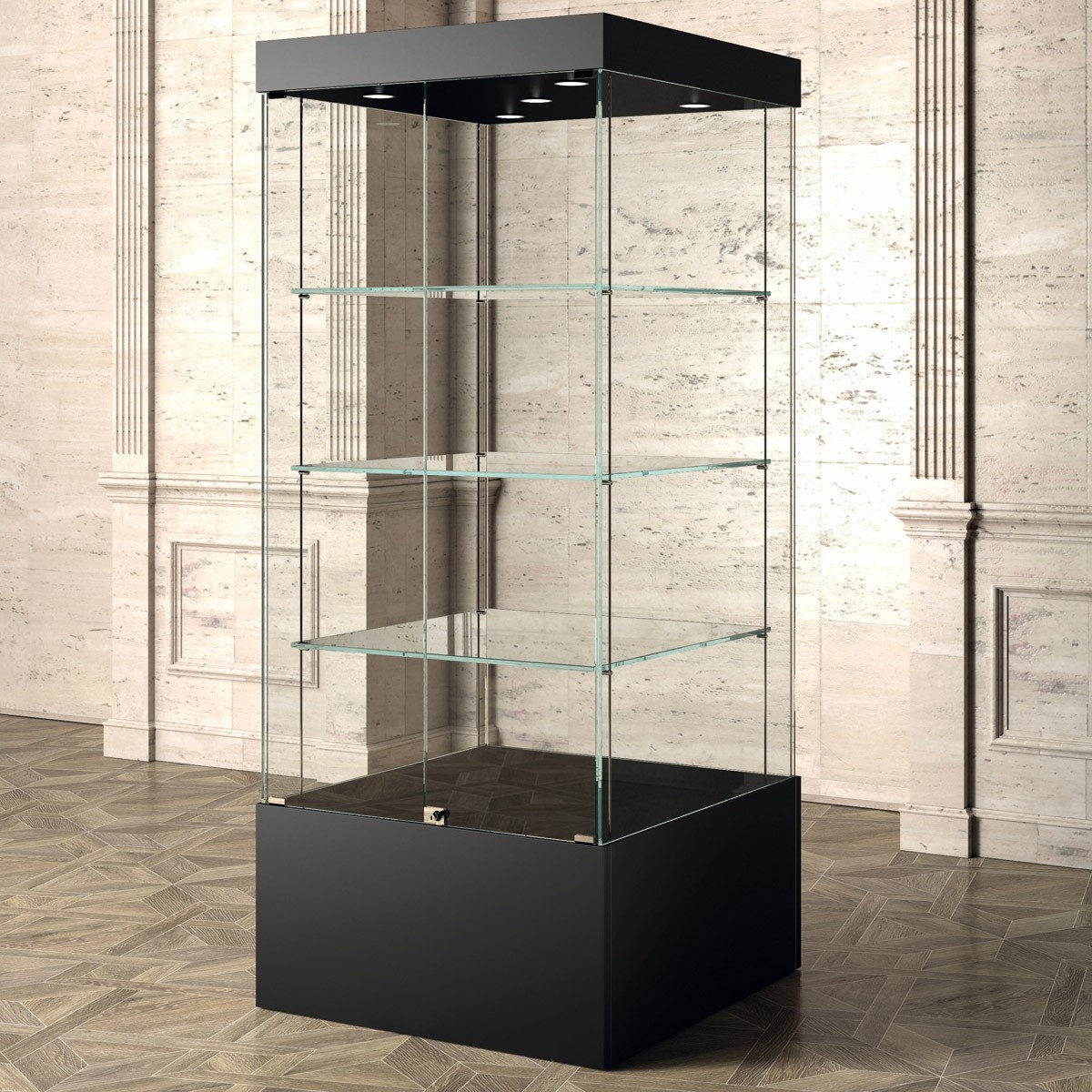 Museum Vitrine Nero schwarz 80 x 80 cm