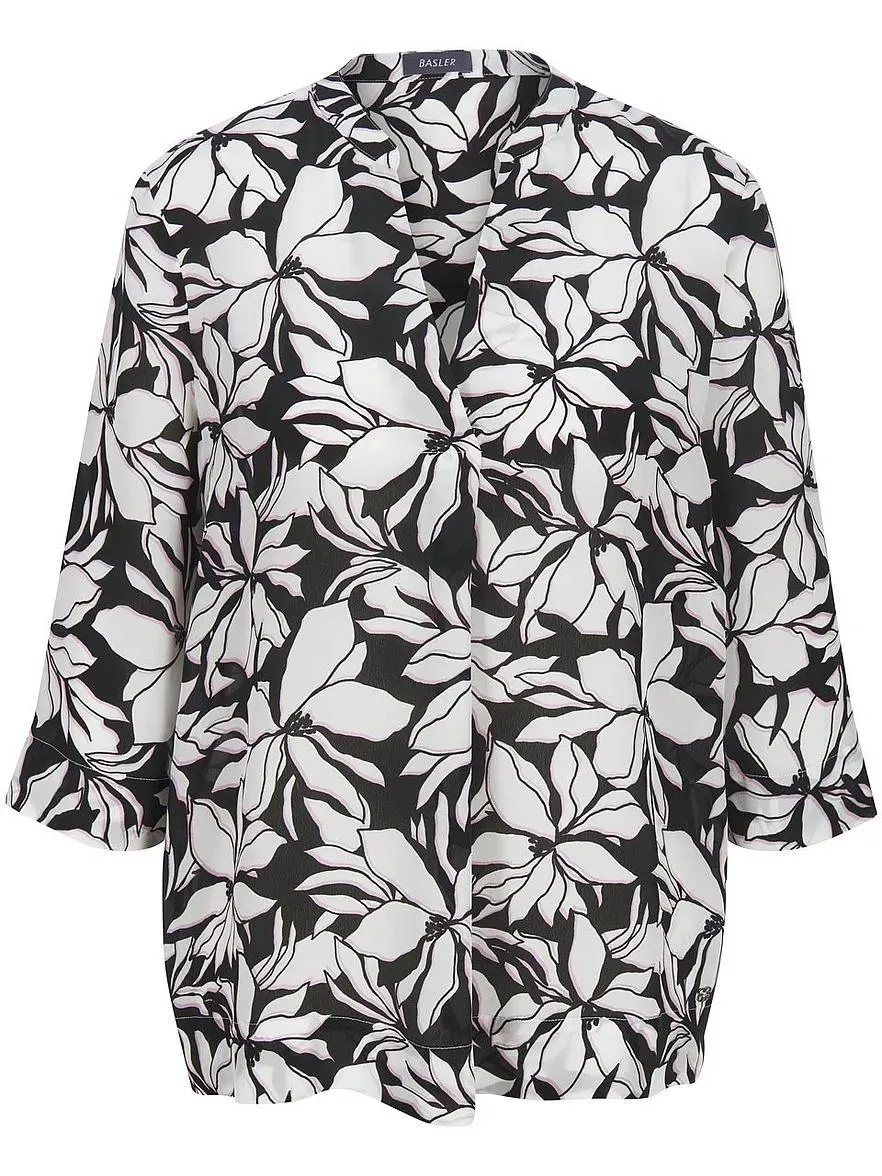 Bluse geschlitztem 3/4-Arm BASLER schwarz, 42