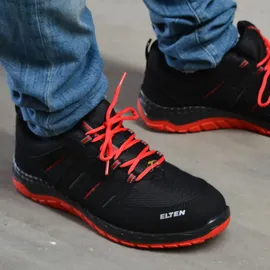 ELTEN Halbschuh MADDOX Low ESD, schwarz-rot, S3, 43