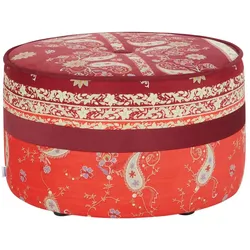 bassetti by SCHRÖNO Pouf aus Velours Tino ¦ rot ¦ Maße (cm): H: 39  Ø: [63.0]